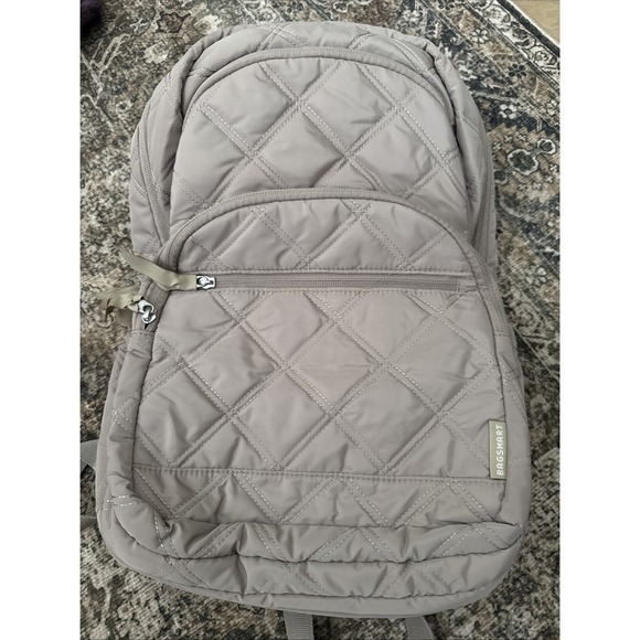 Bagsmart Handbags - Bagsmart Beige Tan Nylon Quilt Backpack Purse Organizer Laptop Sleeve New NWOT